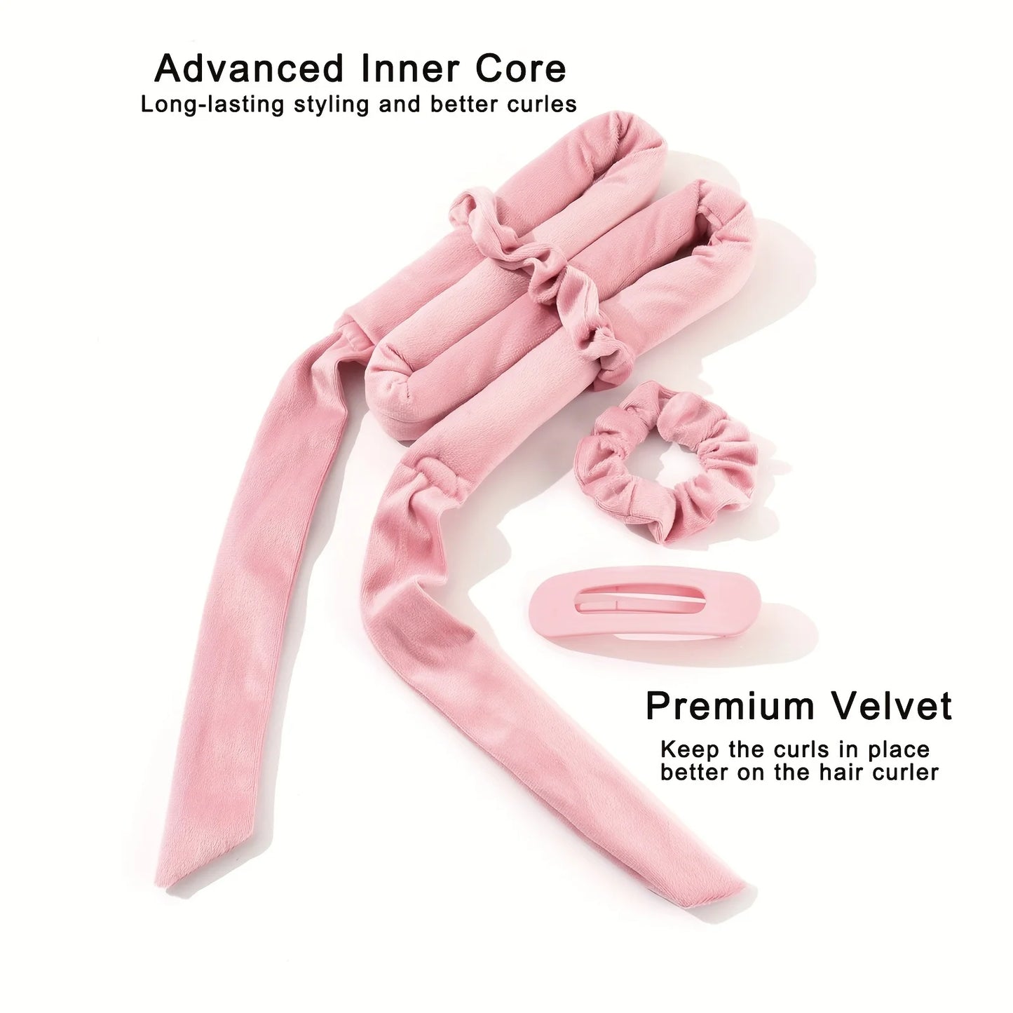 4-teiliger Heatless-Lockenstab, keine Hitze, Lockenwickler über Nacht, Heatless Curling-Set mit Haargummis und Clip-Styling-Werkzeugen