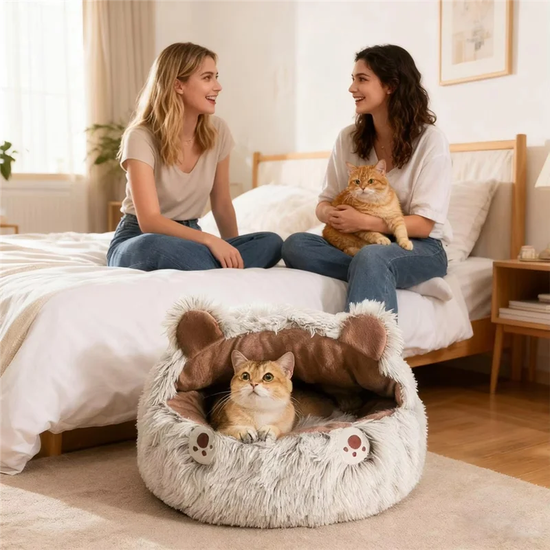 Komfort Kuschelbett - weiches Wärme Nest für Katzen und Hunde