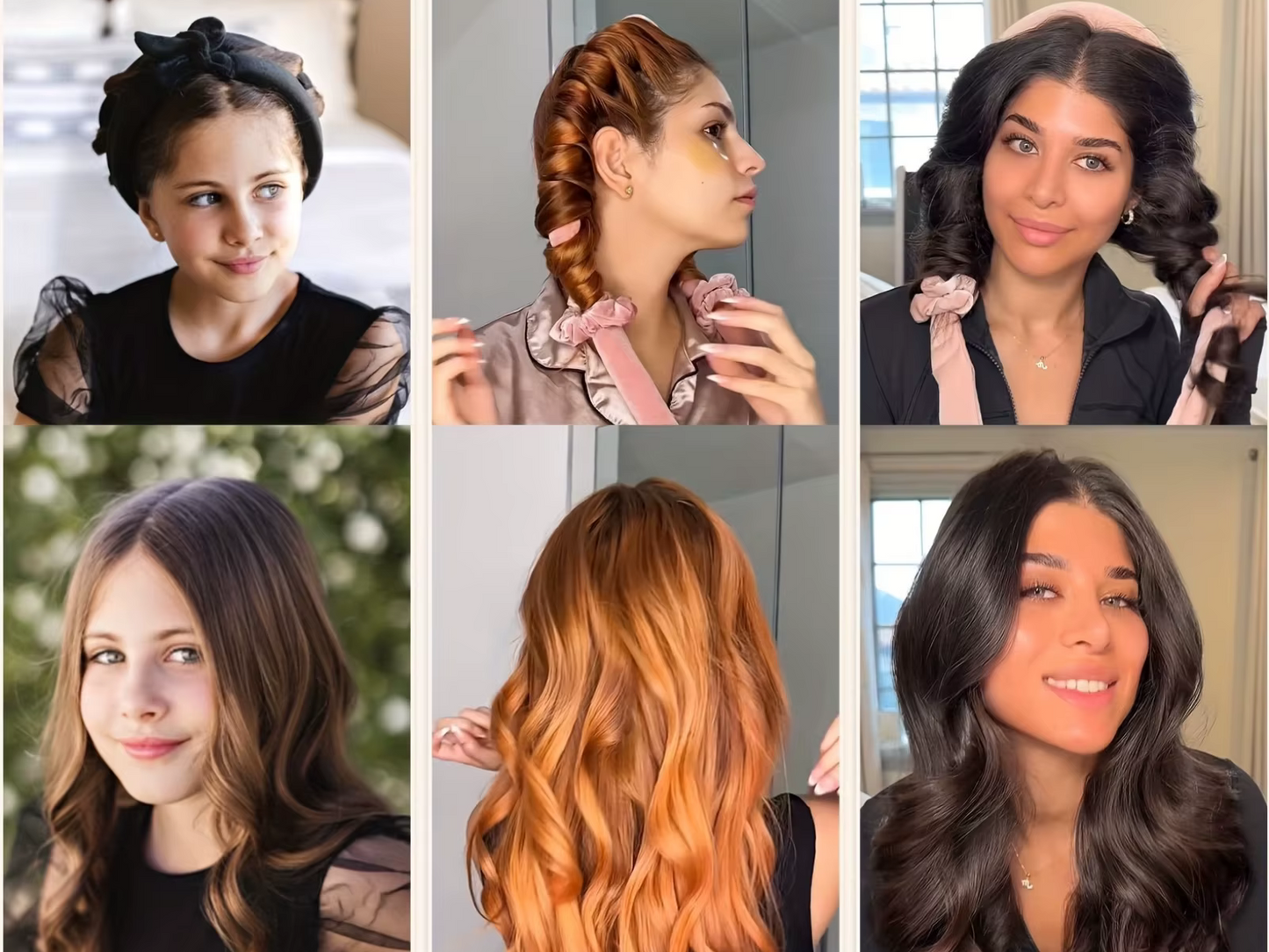 4-teiliger Heatless-Lockenstab, keine Hitze, Lockenwickler über Nacht, Heatless Curling-Set mit Haargummis und Clip-Styling-Werkzeugen