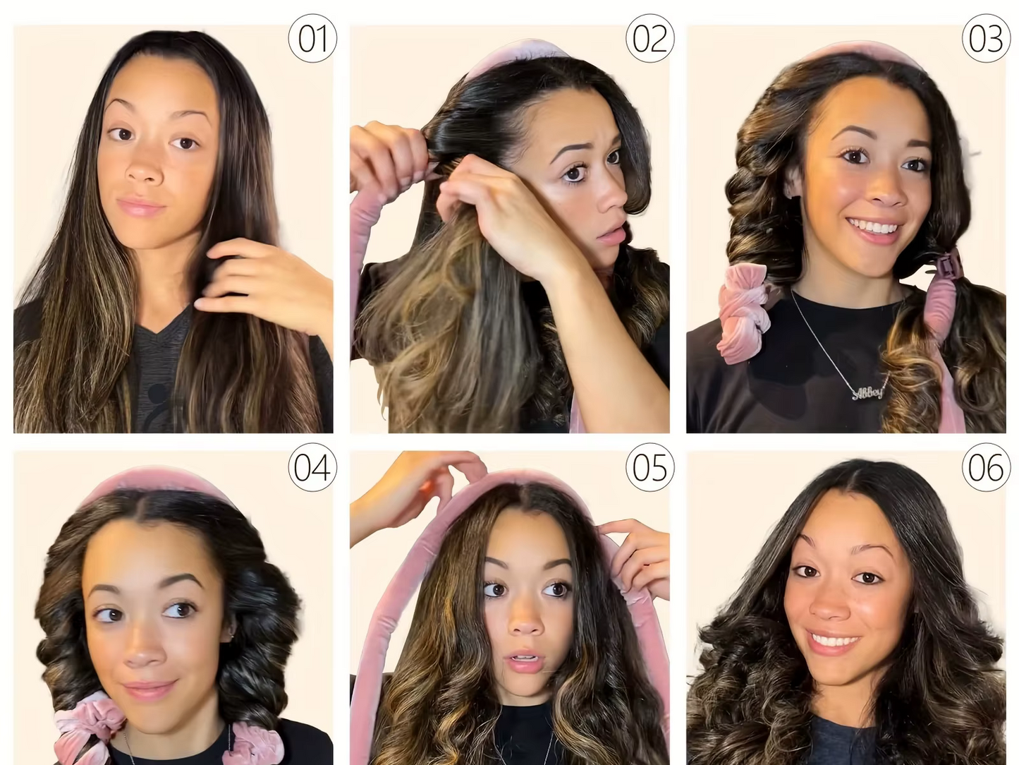 4-teiliger Heatless-Lockenstab, keine Hitze, Lockenwickler über Nacht, Heatless Curling-Set mit Haargummis und Clip-Styling-Werkzeugen